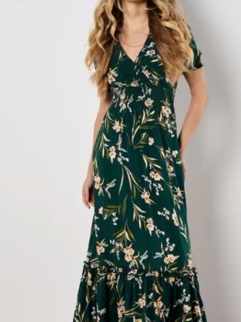Indigo Rose Floral Asymmetrical Maxi Dress in Green Size XL